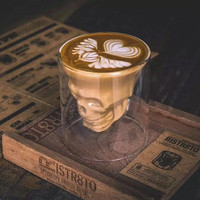 Czaszka Espresso filiżanka kawy podwójna ściana szklany kubek szkielet Whisky Bar lampka do wina es przezroczysta wódka strzał lampka do wina Drinkware 3